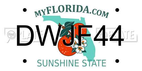 DWJF44 Florida License Plate