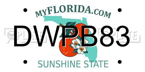 DWPB83 Florida License Plate