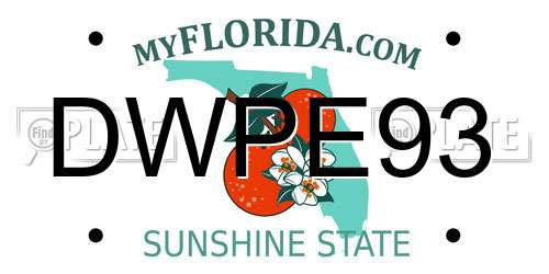 DWPE93 Florida License Plate