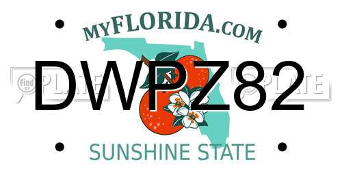DWPZ82 Florida License Plate