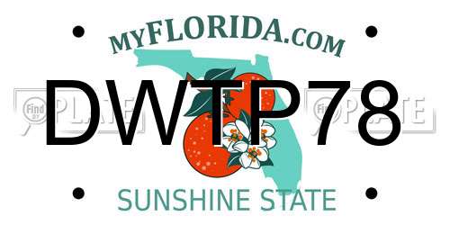 DWTP78 Florida License Plate