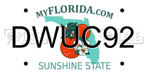 DWUC92 Florida License Plate