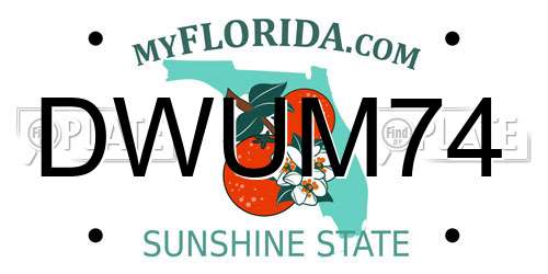 DWUM74 Florida License Plate