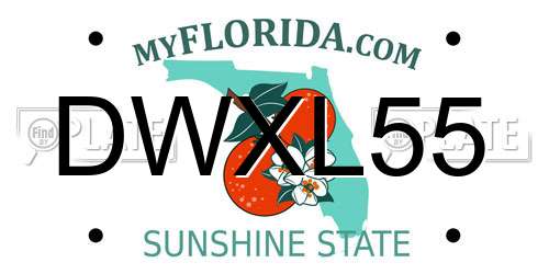 DWXL55 Florida License Plate
