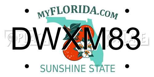 DWXM83 Florida License Plate