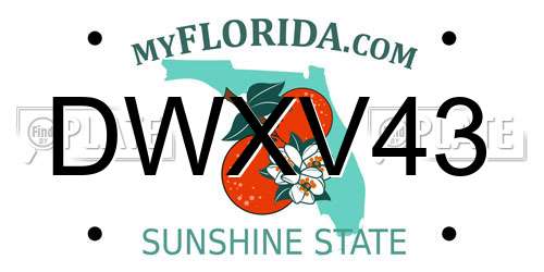 DWXV43 Florida License Plate
