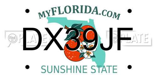 DX39JF Florida License Plate