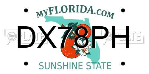 DX78PH Florida License Plate
