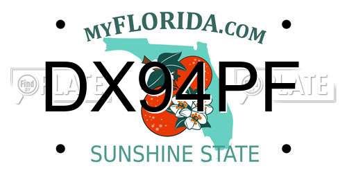 DX94PF Florida License Plate