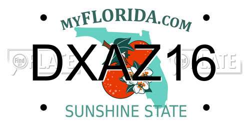 DXAZ16 Florida License Plate