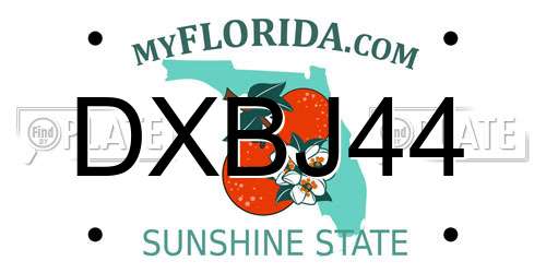 DXBJ44 Florida License Plate