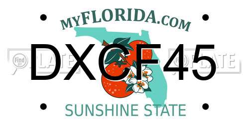 DXCF45 Florida License Plate