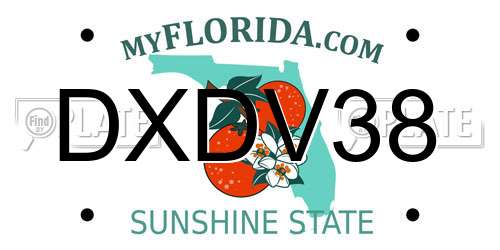 DXDV38 Florida License Plate