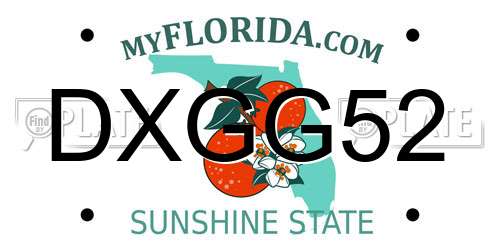 DXGG52 Florida License Plate