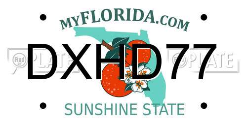 DXHD77 Florida License Plate