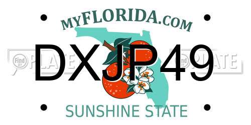 DXJP49 Florida License Plate