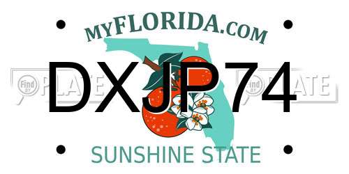 DXJP74 Florida License Plate