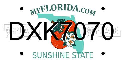 DXK7070 Florida License Plate