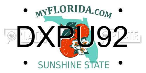 DXPU92 Florida License Plate