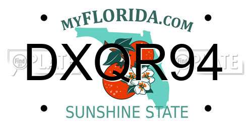 DXQR94 Florida License Plate
