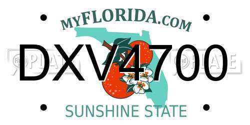 DXV4700 Florida License Plate