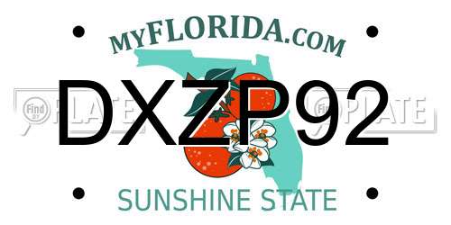DXZP92 Florida License Plate