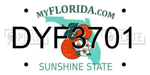 DYF3701 Florida License Plate