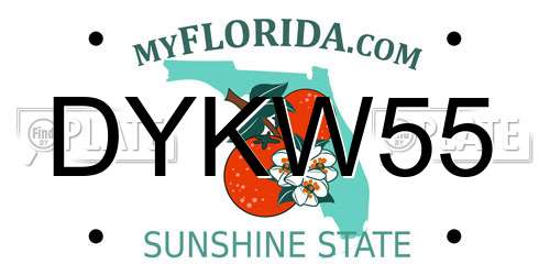 DYKW55 Florida License Plate