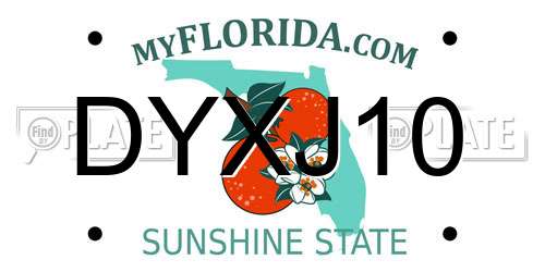 DYXJ10 Florida License Plate