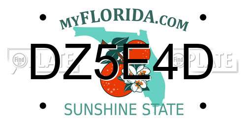 DZ5E4D Florida License Plate