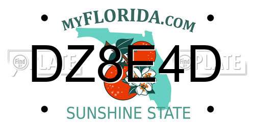 DZ8E4D Florida License Plate