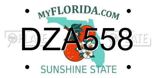 DZA558 Florida License Plate