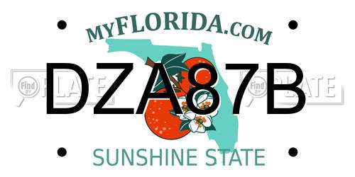 DZA87B Florida License Plate