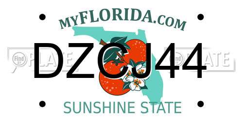 DZCJ44 Florida License Plate
