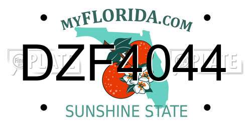 DZF4044 Florida License Plate
