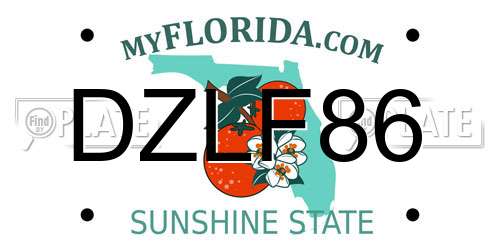 DZLF86 Florida License Plate