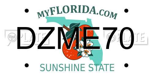 DZME70 Florida License Plate