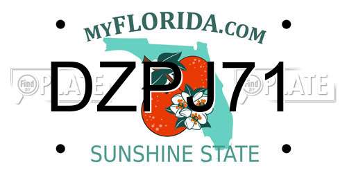 DZPJ71 Florida License Plate