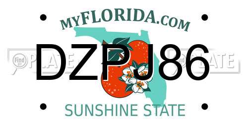 DZPJ86 Florida License Plate