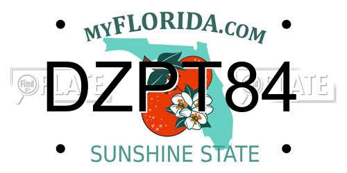 DZPT84 Florida License Plate