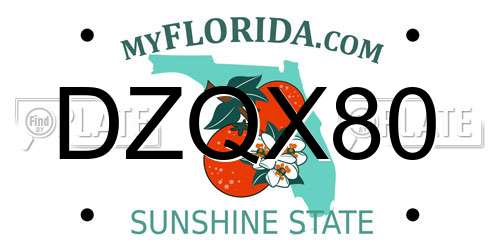 DZQX80 Florida License Plate