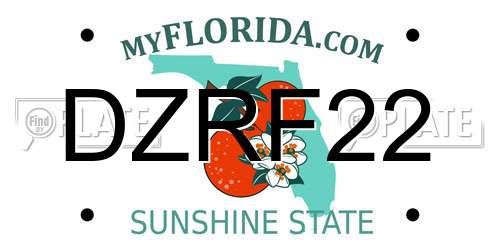 DZRF22 Florida License Plate