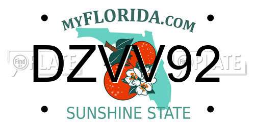 DZVV92 Florida License Plate