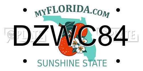DZWC84 Florida License Plate