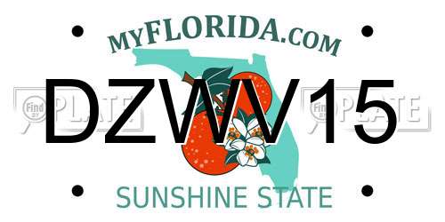 DZWV15 Florida License Plate