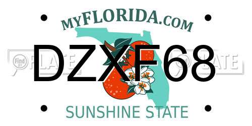 DZXF68 Florida License Plate