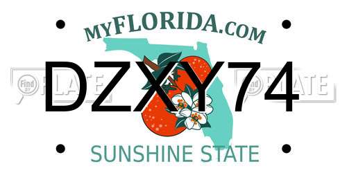 DZXY74 Florida License Plate