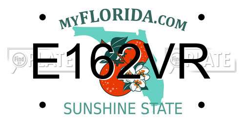E162VR Florida License Plate