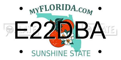 E22DBA Florida License Plate