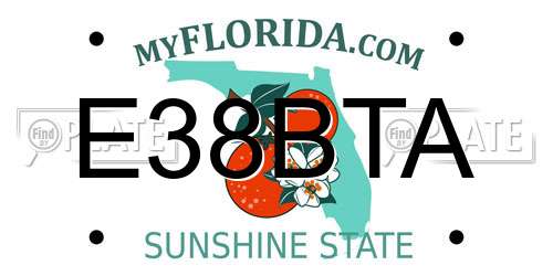 E38BTA Florida License Plate